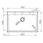 Pyramis 百利美 070045511 Istros 花崗岩廚房昇盤 (76x50) 1B (雪白色)