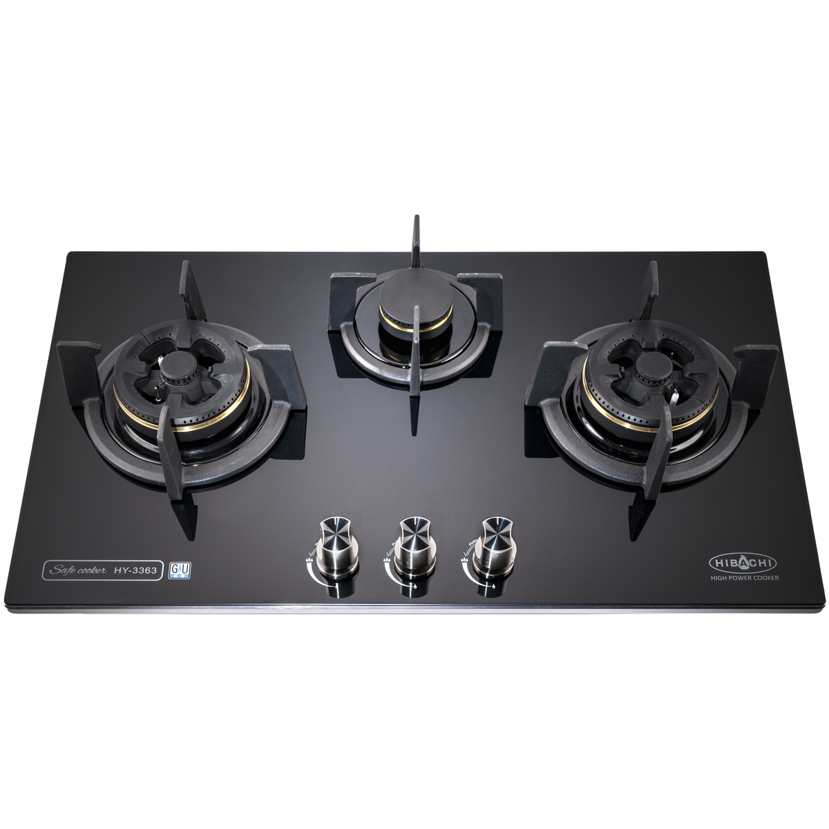 Hibachi 氣霸 HY-3363LP 75厘米 三環火 嵌入式三頭石油氣煮食爐