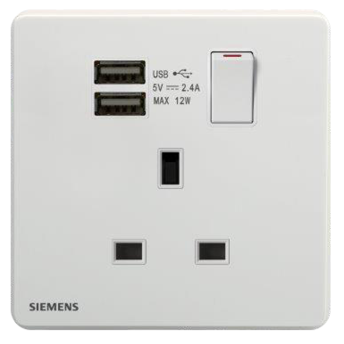 Siemens 西門子 5UB81923PC01 DELTA®arina 13A 單位單極開關插座帶2個USB插頭 (白色)