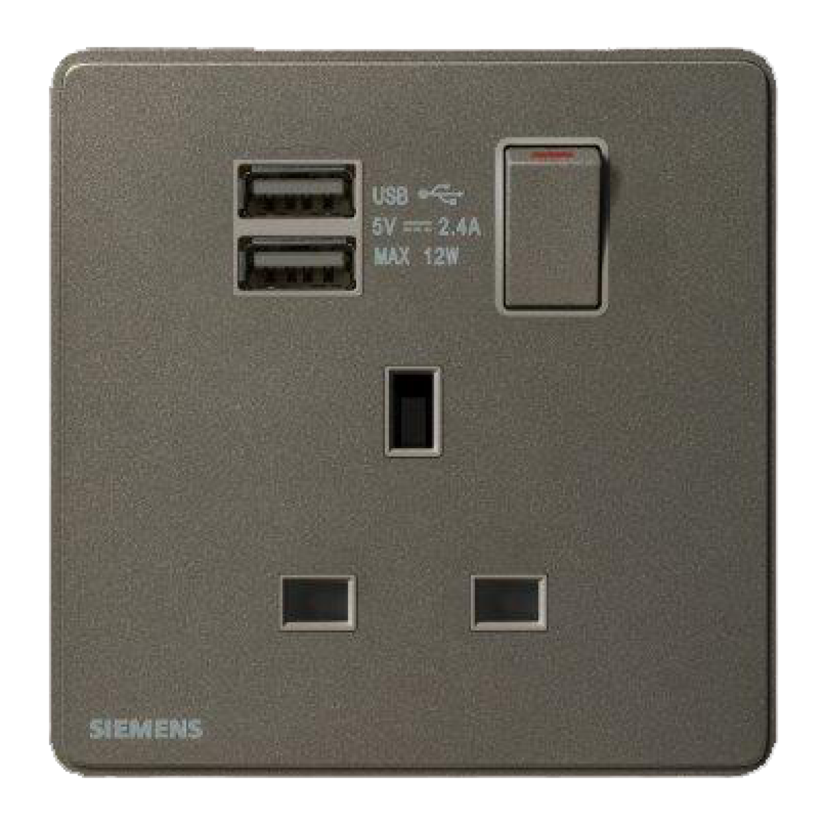 Siemens 西門子 5UB81923PC05 DELTA®arina 13A 單位單極開關插座帶2個USB插頭 (炭灰色)