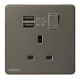 Siemens 西門子 5UB81923PC05 DELTA®arina 13A 單位單極開關插座帶2個USB插頭 (炭灰色)