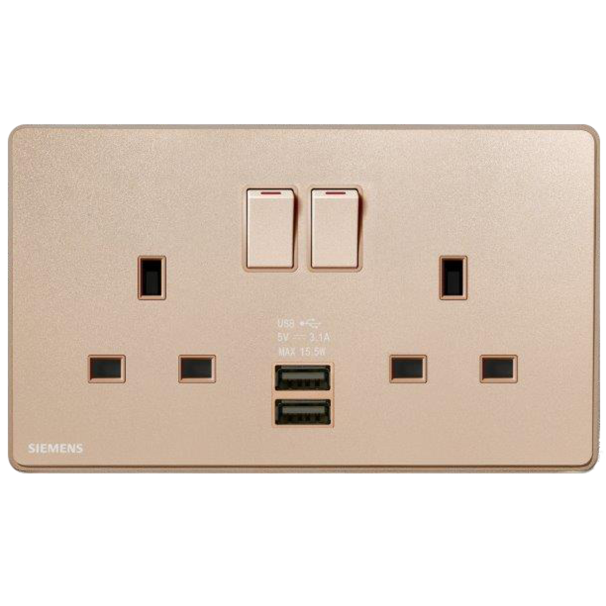 Siemens 西門子 5UB81633PC04 DELTA®arina 13A 雙位開關插座帶2個USB插頭 (玫瑰金)