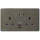Siemens 西門子 5UB81633PC05 DELTA®arina 13A 雙位開關插座帶2個USB插頭 (炭灰色)