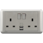 Siemens 西門子 5UB01633PC02 DELTA®seata 13A 雙位開關插座帶2個USB插頭 (鈦銀色)