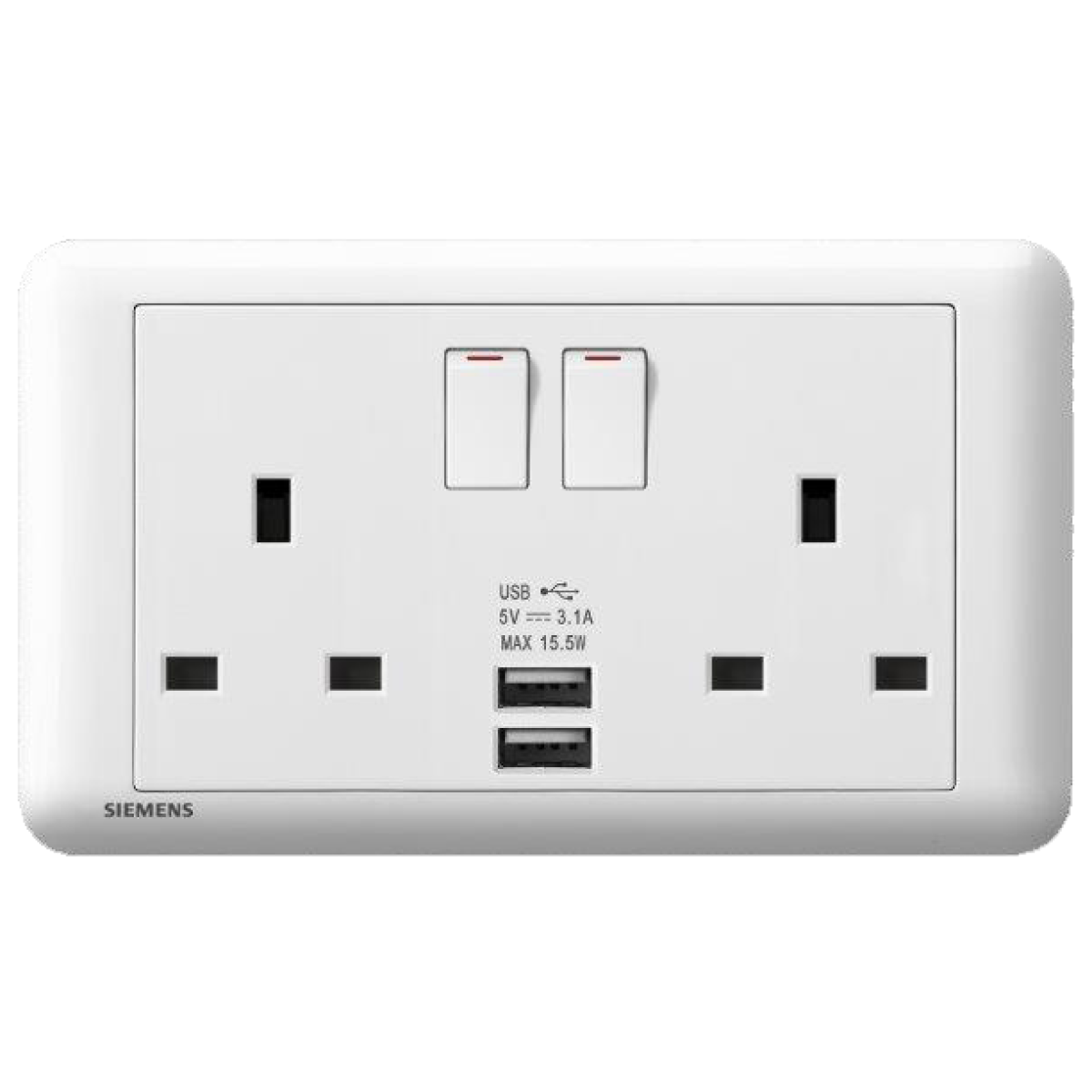 Siemens 西門子 5UB01633PC01 DELTA®seata 13A 雙位開關插座帶2個USB插頭 (白色) Siemens 西門子 5UB01633PC01 DELTA®seata 13A 雙位開關插座帶2個USB插頭 (白色)