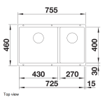 Blanco 525991 Subline 430/270-U 花崗岩廚用雙昇盤 (黑色 Black)