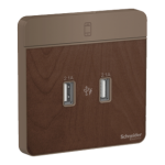 Schneider Electric 施耐德電氣 AvatarOn 兩位2.1A USB充電插座 (胡桃木) (E8332USB_WD_C5)