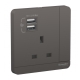 Schneider Electric 施耐德電氣 AvatarOn 13A 單位有掣電源插座連雙位USB充電插座 (石墨灰) (E8315USB_DG_C5)