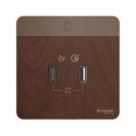 Schneider Electric 施耐德電氣 AvatarOn 兩位 21W Type A+C, PD+Quick Charger3.0 USB充電插座 (胡桃木) (E8332ACQUSB_WD_C5)