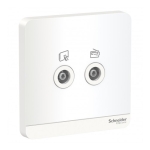 Schneider Electric 施耐德電氣 AvatarOn 兩位電視/收音機天線主板插座 (搪瓷白) (E8332TVFMM_WE_C5)