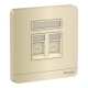 Schneider Electric 施耐德電氣 AvatarOn 單位RJ11四線電話及RJ45八線5e類數據插座，Keystone面板備防塵活門 (沉醉金) (E8332TDRJS5_WG_C5)
