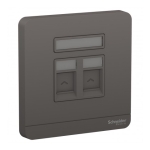 Schneider Electric 施耐德電氣 AvatarOn 兩位RJ45八線6e類數據插座，Keystone面板備防塵活門 (石墨灰) (E8332RJS6_DG_C5)