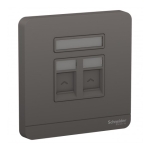 Schneider Electric 施耐德電氣 AvatarOn 兩位RJ45數據插座，Keystone面板備防塵活門 (不連模塊) (石墨灰) (E8332RJS_DG_C5)