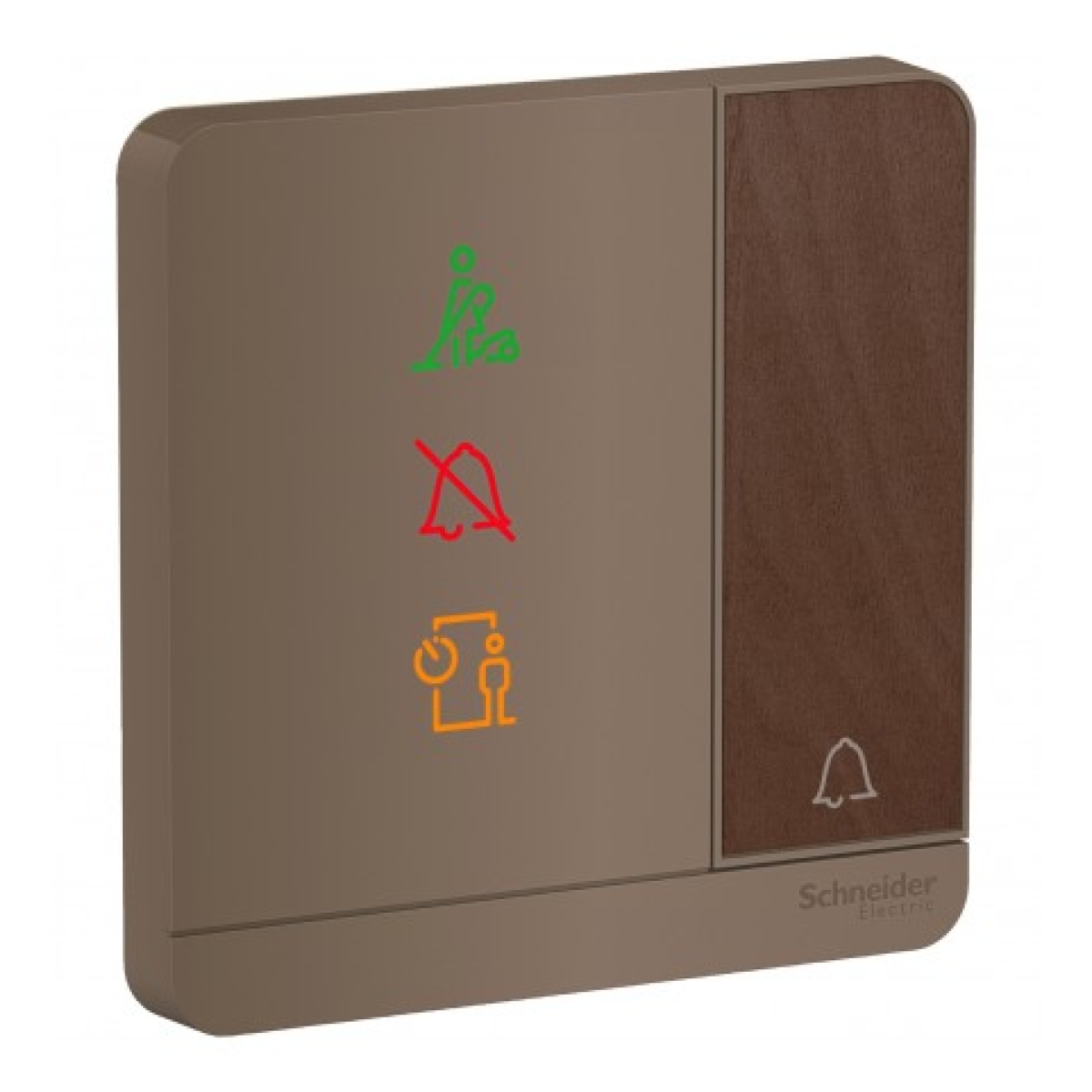 Schneider Electric 施耐德電氣 AvatarOn 10A單位門鐘按掣帶"請勿打擾"、"請即清理"及"敬請等候" 顯示圖像 (胡桃木) (E8331BPDMW_WD_C5)