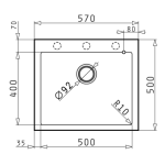 Pyramis 百利美 070044311 Istros 花崗岩廚房昇盤 (57x50) 1B (雪白色)