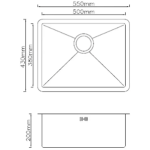 Goboss TW105 55厘米 不銹鋼單鋅盤 (檯下款)