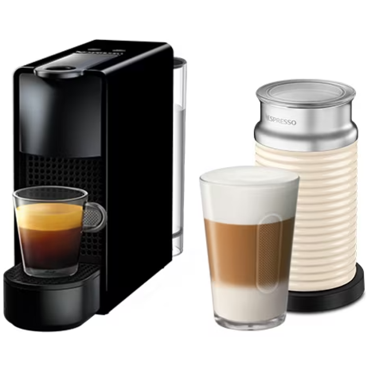 NESPRESSO Essenza Mini 19巴 粉囊系統咖啡機連白色Aeroccino3 套裝 (鋼琴黑) (C30-SG-BK-NE2/Aeroccino3 White)