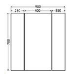 Goboss AD309070-A 三門LED鏡櫃 (W900 x H700)