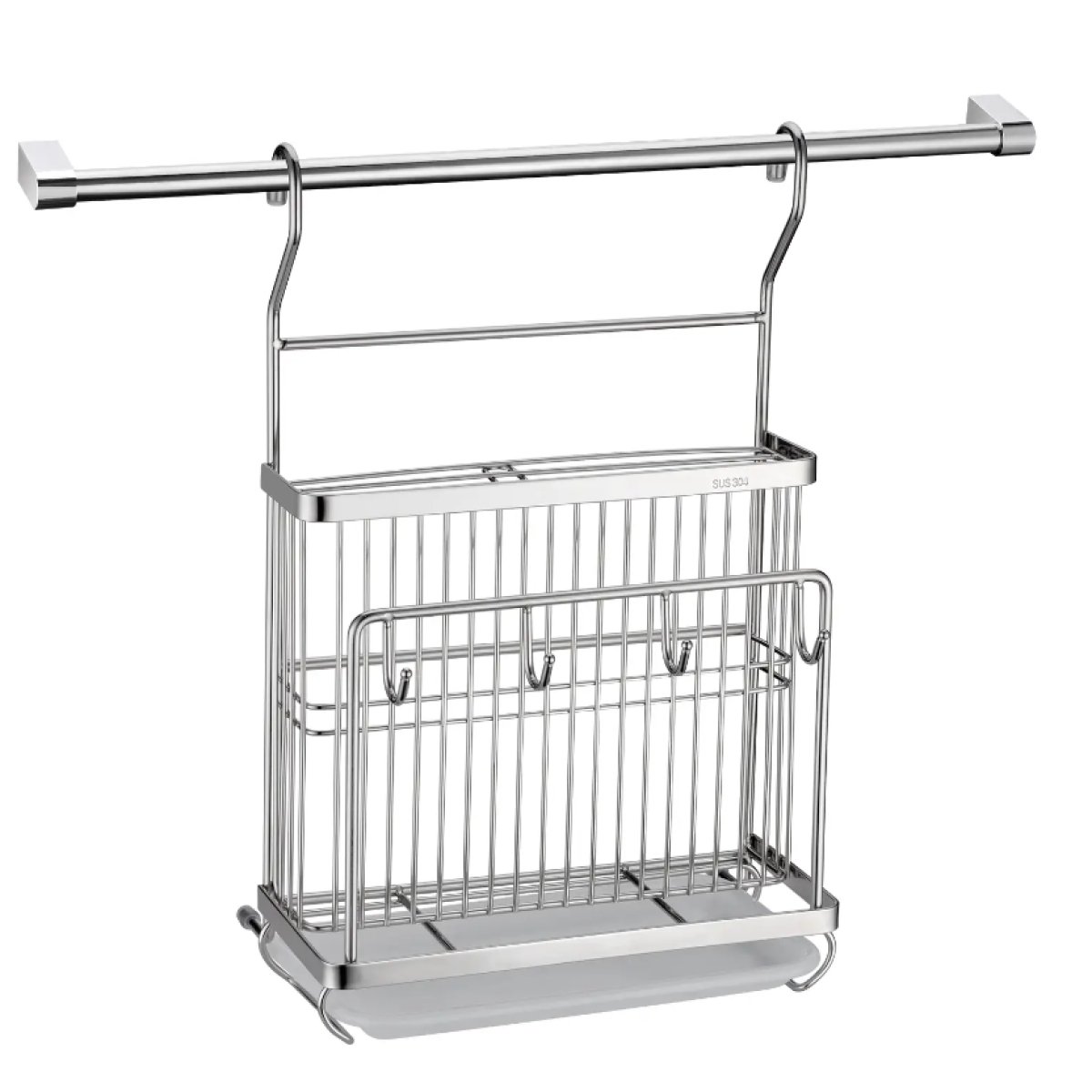 Goboss D1004 250x105x400mm 刀砧板掛架 (帶盤) (不銹鋼)