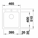 Blanco 526577 NAYA 45 花崗岩石盆 檯面/檯底 單星盆 (咖啡色 Coffee) (465 x 510mm)