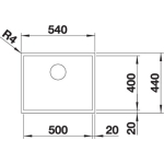 Blanco 521559 ZEROX 500-U Durinox 方邊不銹鋼單星盆 (Durinox)