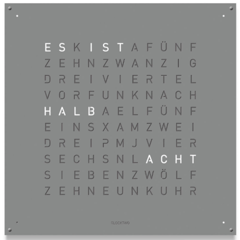 Qlocktwo LGENGPPC Large 掛鐘 (灰胡椒)