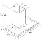 Cristal 尼斯 C903ASS 90厘米 900m³/h 煙囪式抽油煙機