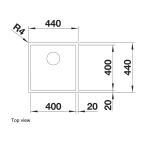 Blanco 521558 ZEROX 400-U Durinox 方邊不銹鋼 單星盆 (Durinox)