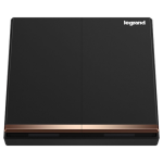 Legrand Galion K8/32/1/2CN-C 16AX 2位單控開關 帶LED燈 (碳素黑+鑲電鍍邊)