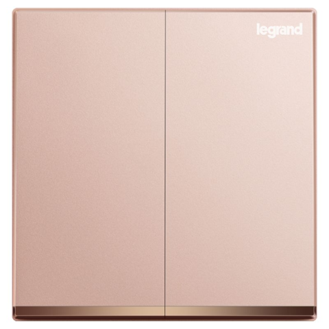 Legrand Galion K8/32/2/3CN-C4 16AX 2位雙控開關 帶LED燈 (櫻花粉紅+鑲電鍍邊)