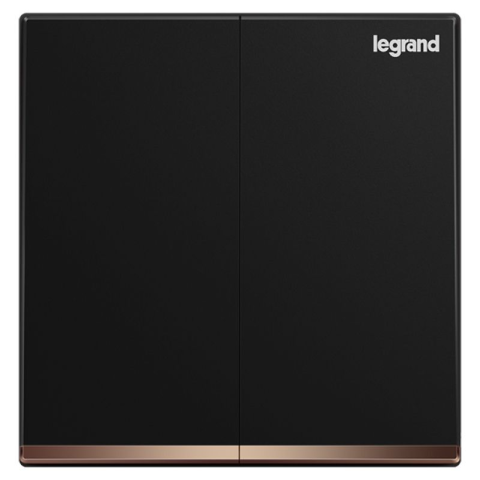 Legrand Galion K8/32/2/3CN-C 16AX 2位雙控開關 帶LED燈 (碳素黑+鑲電鍍邊)