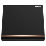 Legrand Galion K8/32/2/3CN-C 16AX 2位雙控開關 帶LED燈 (碳素黑+鑲電鍍邊)