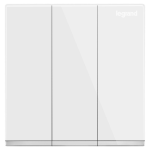 Legrand Galion K8/33/2/3AN 10AX 3位雙控開關 帶LED燈 (白色+鑲銀邊)