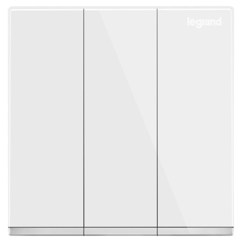 Legrand Galion K8/33/2/3AN 10AX 3位雙控開關 帶LED燈 (白色+鑲銀邊)