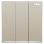 Legrand Galion K8/33/2/3AN-C2 10AX 3位雙控開關 帶LED燈 (香檳金+鑲銀邊)