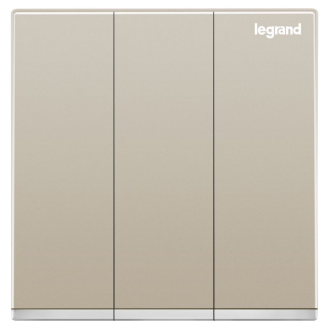 Legrand Galion K8/33/2/3AN-C2 10AX 3位雙控開關 帶LED燈 (香檳金+鑲銀邊)