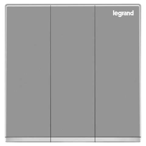 Legrand Galion K8/33/2/3AN-C3 10AX 3位雙控開關 帶LED燈 (深沙銀+鑲銀邊)