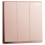 Legrand Galion K8/33/1/2AN-C4 10AX 3位單控開關 帶LED燈 (櫻花粉紅+鑲電鍍邊)
