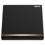 Legrand Galion K8/33/2/3AN-C 10AX 3位雙控開關 帶LED燈 (碳素黑+鑲電鍍邊)