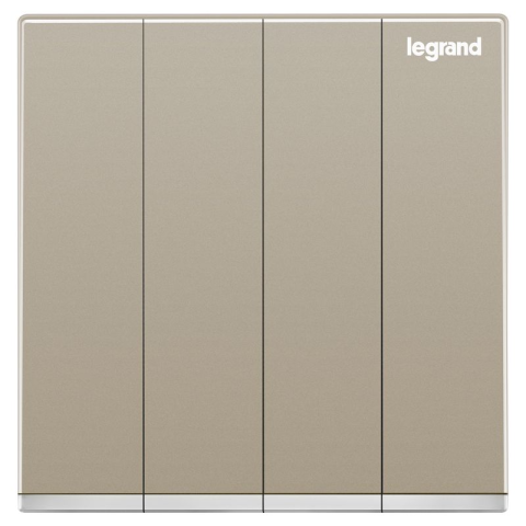 Legrand Galion K8/34/1/2DN-C2 10AX 4位單控開關 帶LED燈 (香檳金+鑲銀邊)