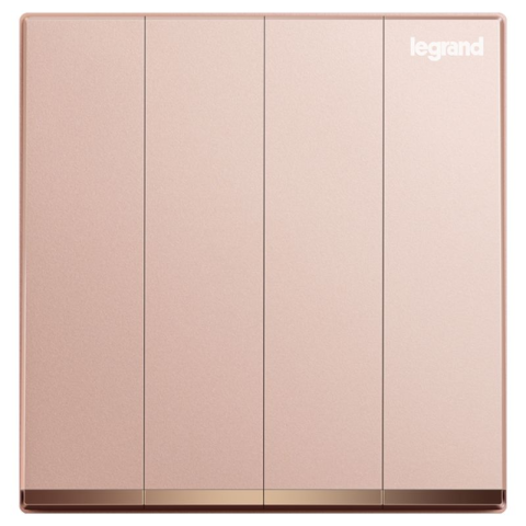 Legrand Galion K8/34/1/2DN-C4 10AX 4位單控開關 帶LED燈 (櫻花粉紅+鑲電鍍邊)