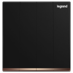 Legrand Galion K8/34/2/3DN-C 10AX 4位雙控開關 帶LED燈 (碳素黑+鑲電鍍邊)