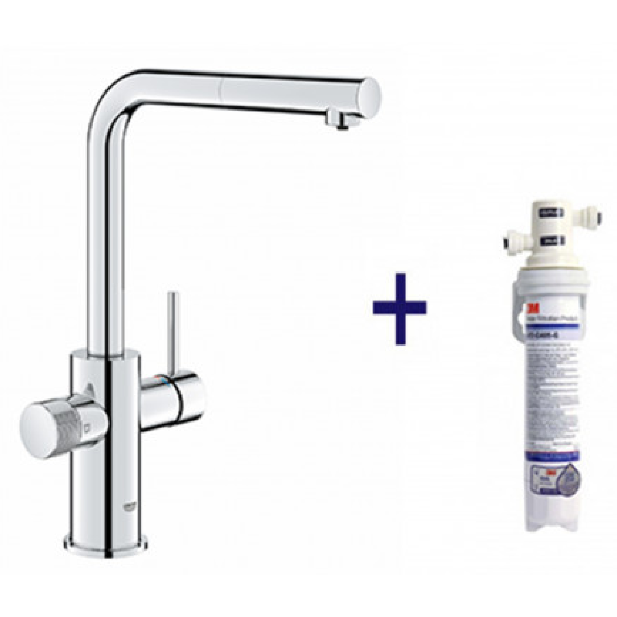 Grohe Blue Pure Minta 二合一濾水(拉出式)廚房龍頭 (鉻色) + 3M 濾水系統套裝 (30590000+AP2-405G)