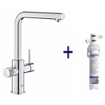 Grohe Blue Pure Minta 二合一濾水(拉出式)廚房龍頭 (鉻色) + 3M 濾水系統套裝 (30590000+AP2-405G)