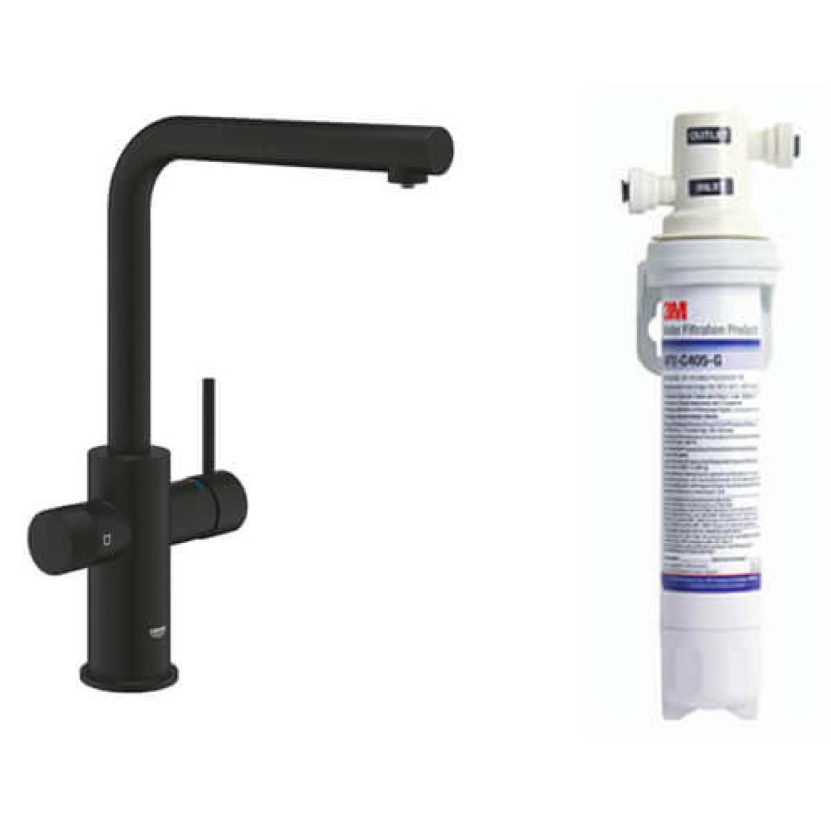 Grohe Blue Pure Minta 二合一濾水(拉出式)廚房龍頭 (幻影黑) + 3M 濾水系統套裝 (30590KF0+AP2-405G)