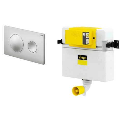 Viega 藏牆式水箱系統貼牆式座廁專用組合 - Visign for Style 20 沖水面板 (磨砂銀) + Prevista 藏牆式水箱系統 (86101MT+8504)