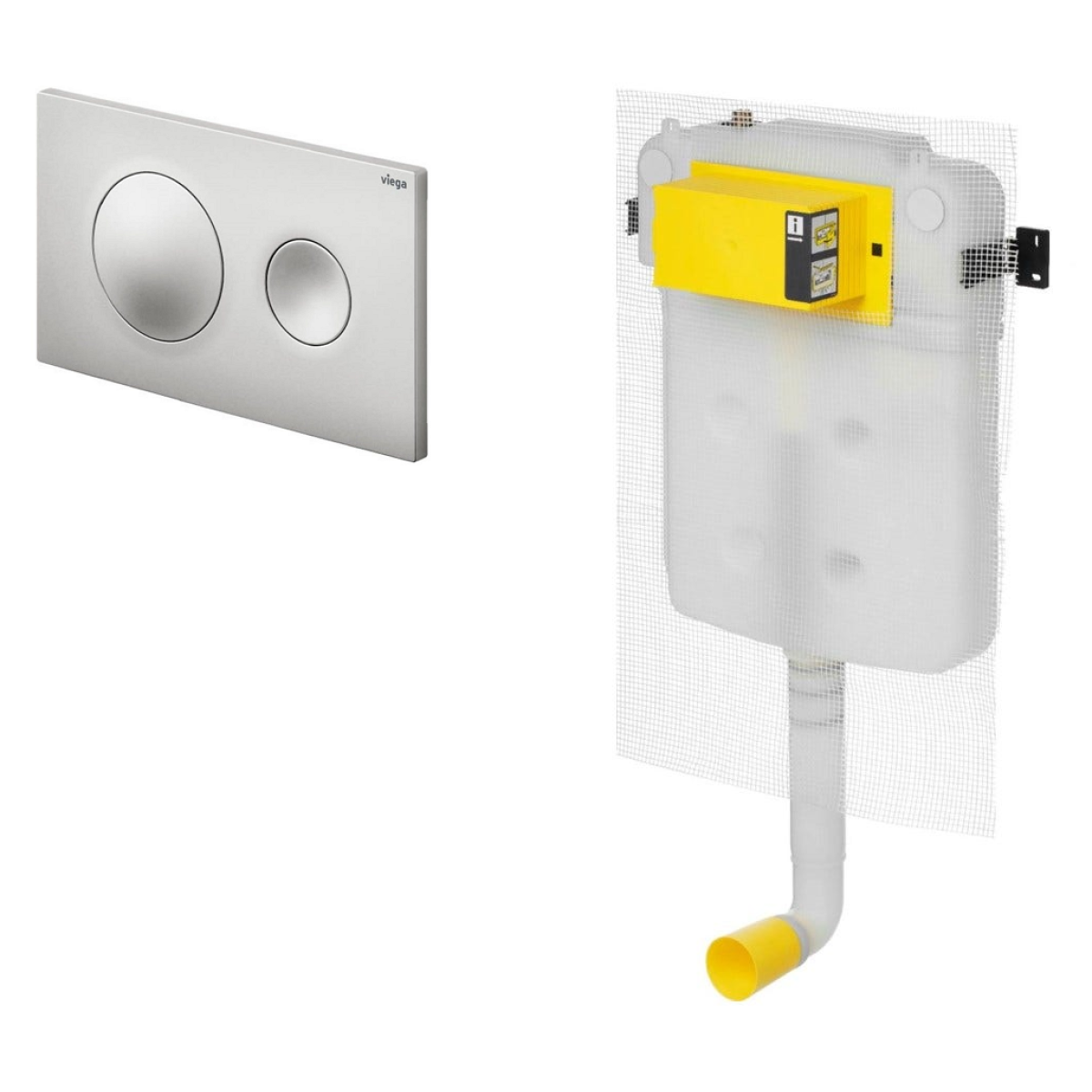 Viega 藏牆式水箱系統貼牆式座廁專用組合 - Visign for Style 20 沖水面板 (磨砂銀) + Prevista Pure 超薄藏牆式水箱系統 (86101MT+8503)