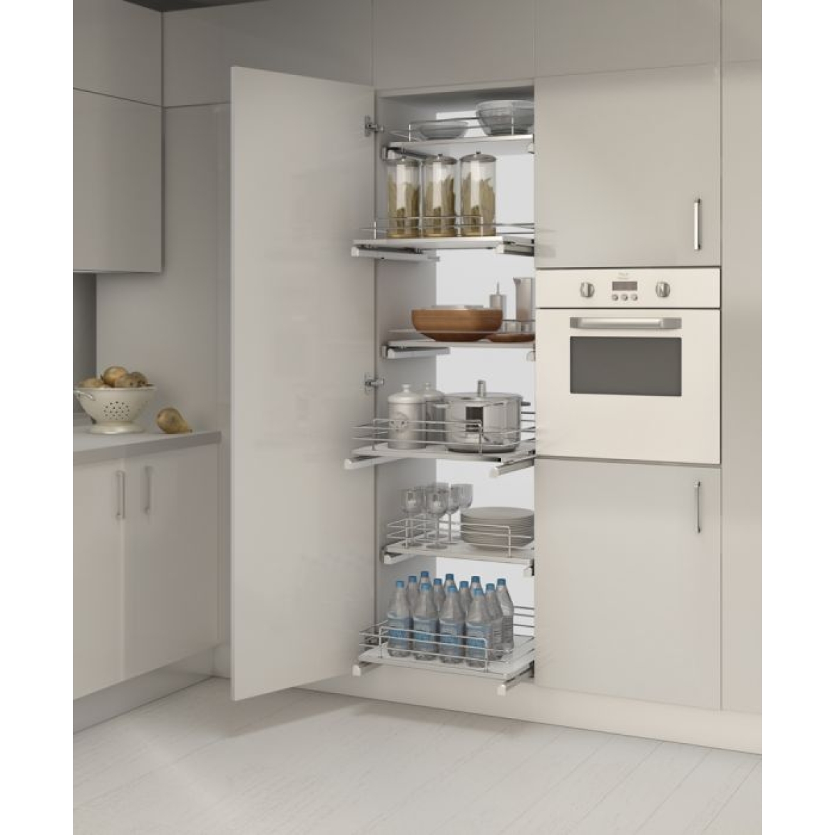 Inoxa 4202DW/45-50 容量25公斤 手抽附墊片抽屜籃