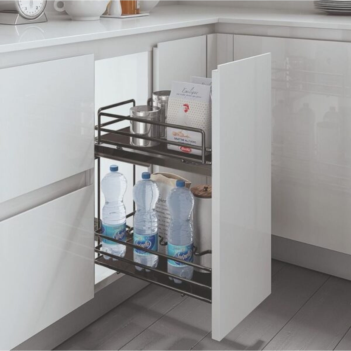 Inoxa 5102E/30-50 承重40公斤 帶兩個擱板可抽拉式籃筐鈦酒瓶架