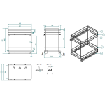 Inoxa 5102E/40-50 承重40公斤 帶兩個擱板可抽拉式籃筐鈦酒瓶架